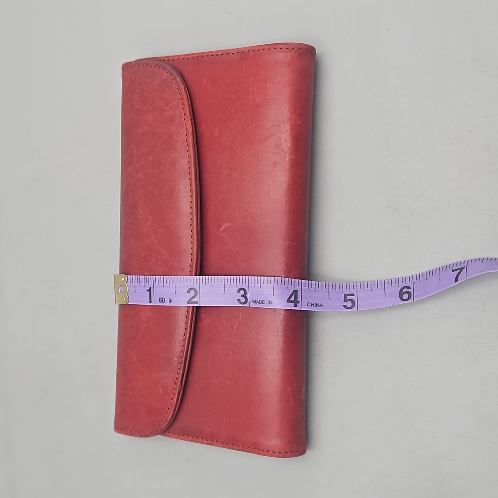 Vintage Coach Wallet Distressed Red Leather Checkbook Holder - Picture 15 of 16